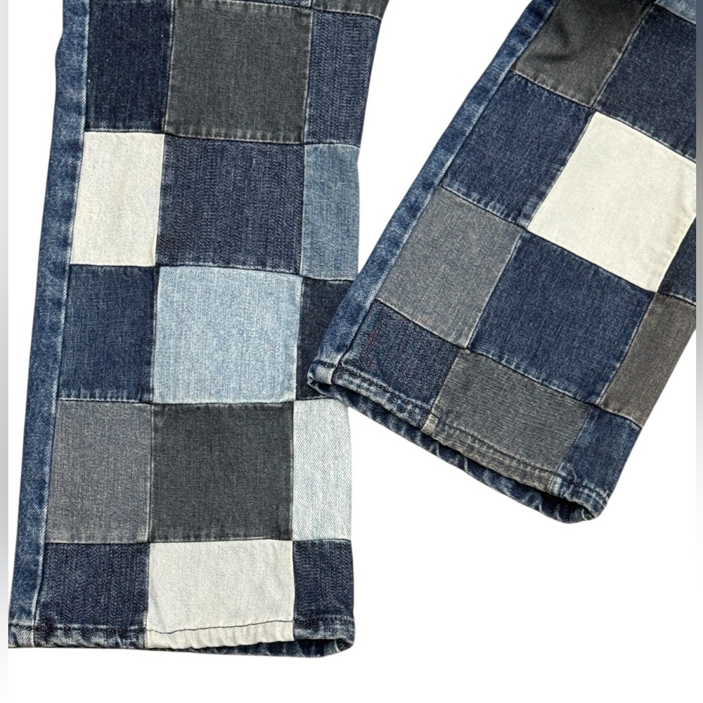 Vintage Y2K Clockhouse Grunge Hippie Patchwork Low Rise Denim Blue Jeans EUR 42 - Picture 6 of 13